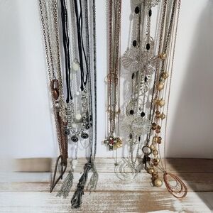 Lot of 20 boho assorted necklaces Silvertone goldtone rose gold beads fringe